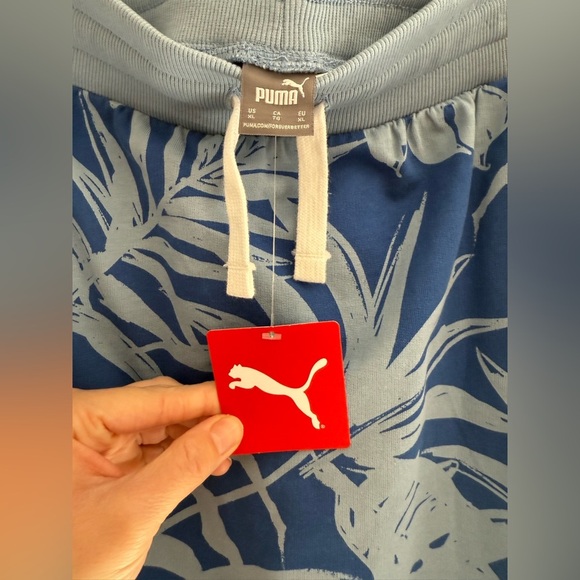 Puma Womans Blue Floral Mini Elastic Band Drawstring Pockets Skirt XL New Spring - Picture 4 of 9